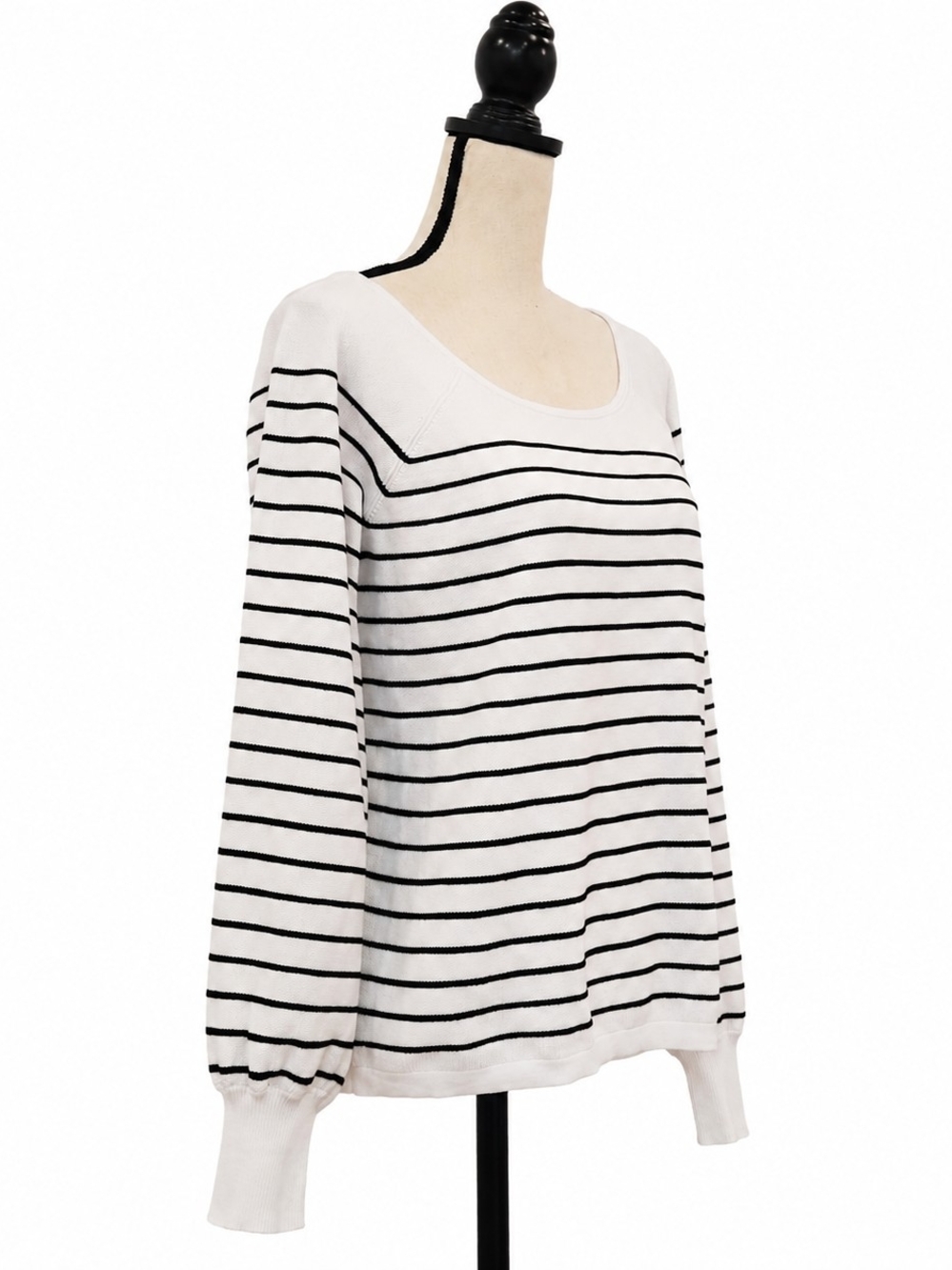 Etcetera White & Black Striped Scoop-Neck Top - Picture 3 of 6